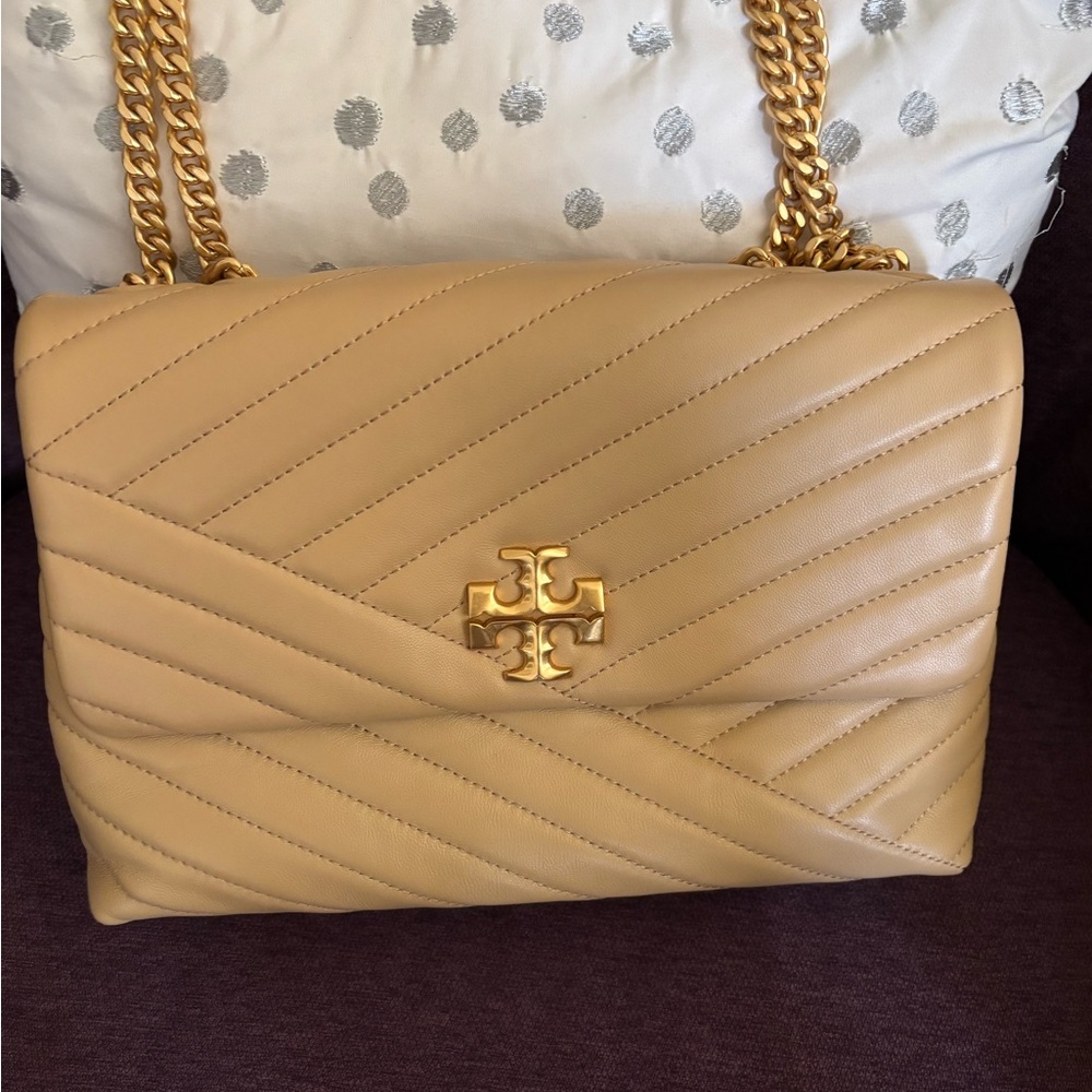 Tory Burch Tan Gold Chevron Shoulder Bag